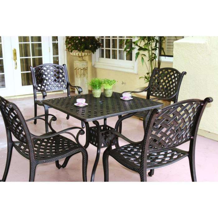 Darlee Nassau 5 Piece Cast Aluminum Patio Dining Set