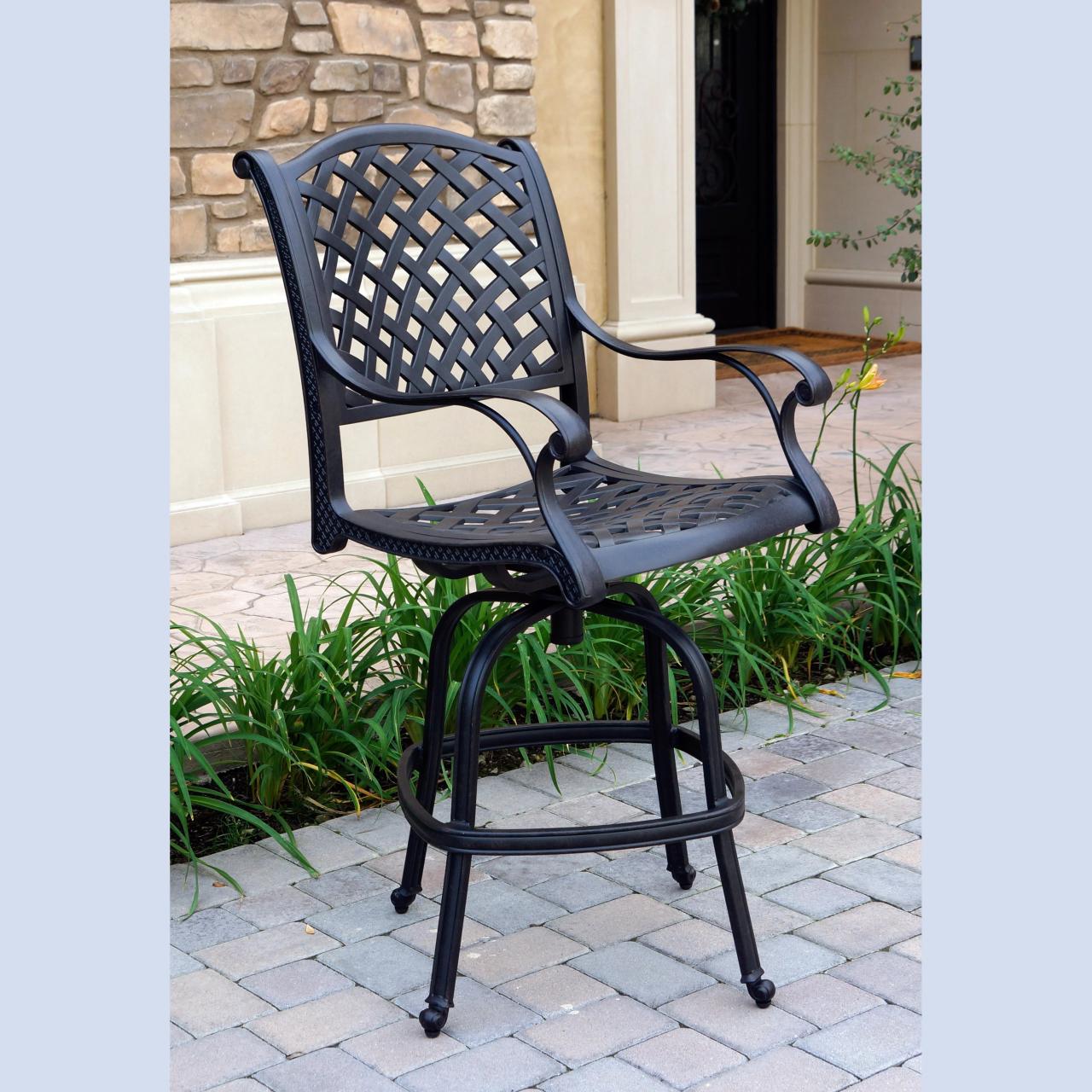 Darlee Nassau Cast Aluminum Swivel Bar Stool DL13-7 - Antique Bronze ...