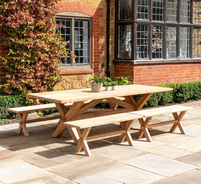 WholesaleTeak 7 Piece Grade-A Teak Outdoor Dining Set with Bench and ...
